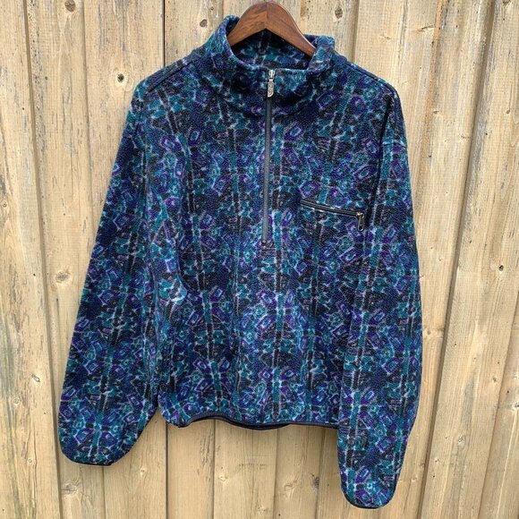 Vintage 1992 The North Face Half Zip Patterned Jacket Large - Picture 1 of 13